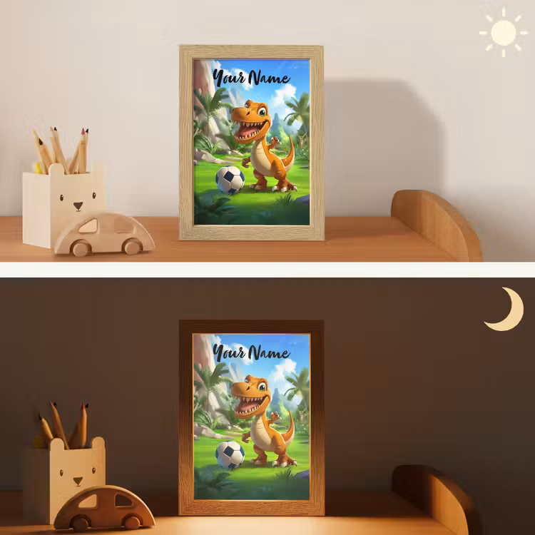 Dino - Voetbal - Groen Light Box met kabel (Kinderlampje) klein -sfeer3_kind