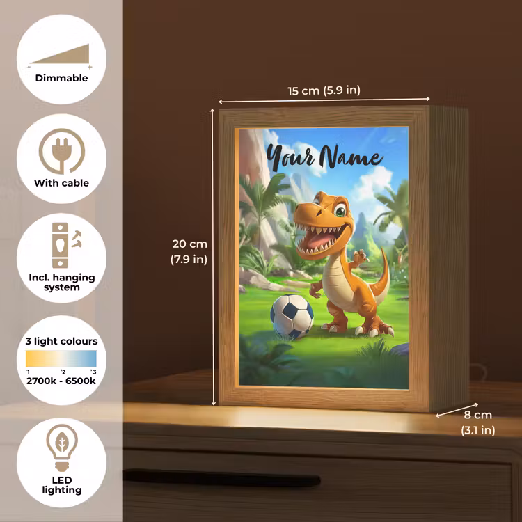 Dino - Voetbal - Groen Light Box met kabel (Kinderlampje) klein -USP_EN