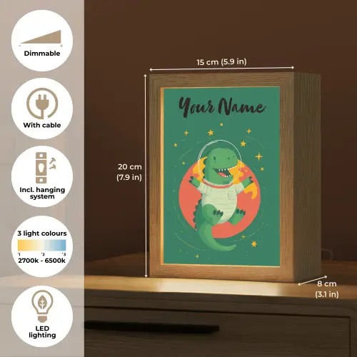 Dino - Groen - Planeet Light Box met kabel (Kinderlampje) klein -USP_EN