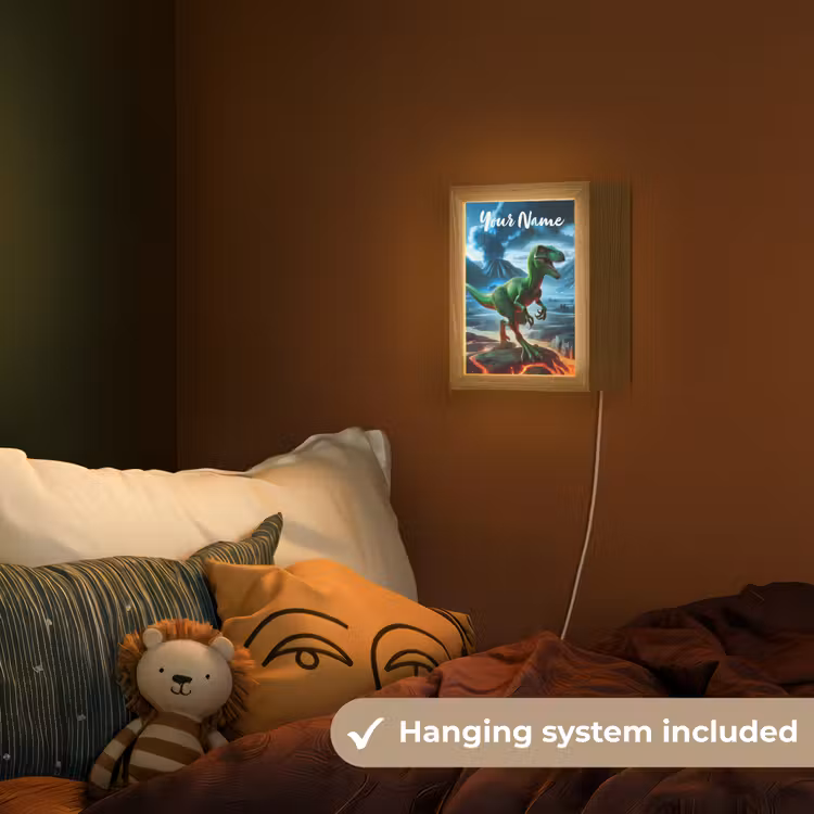 Dino - Lava - Groen - Jongens Light Box met kabel (Kinderlampje) klein -sfeer5_kind_EN