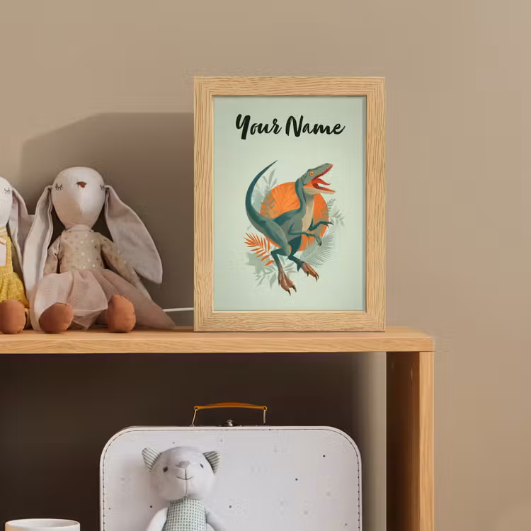 Dino - Bladeren - Grafisch - Groen Light Box met kabel (Kinderlampje) klein -sfeer2_kind