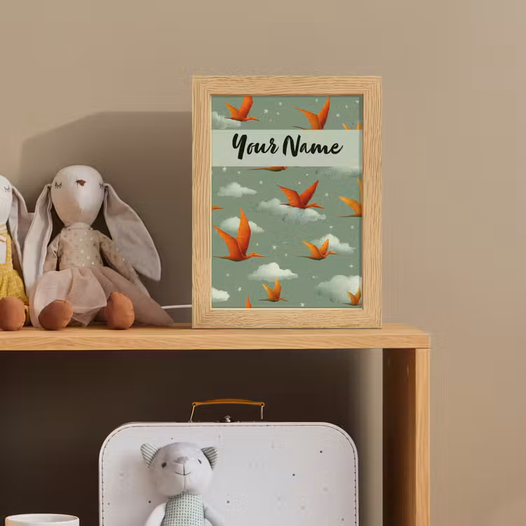 Dino - Oranje - Patroon - Wolken Light Box met kabel (Kinderlampje) klein -sfeer2_kind
