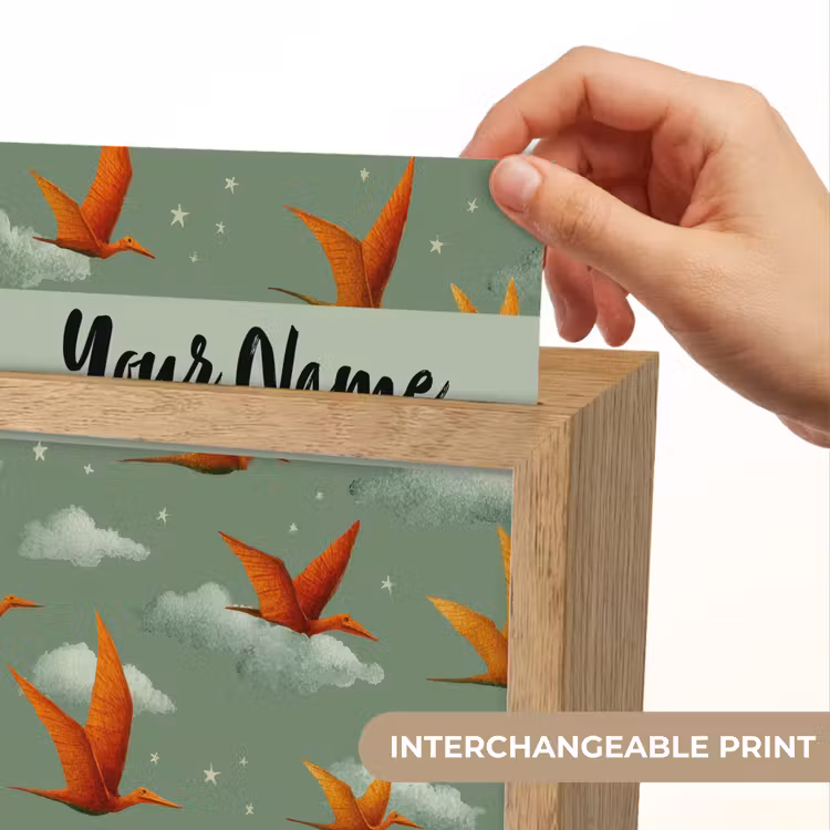 Dino - Oranje - Patroon - Wolken Light Box met kabel (Kinderlampje) klein -USP_websiteprintEN