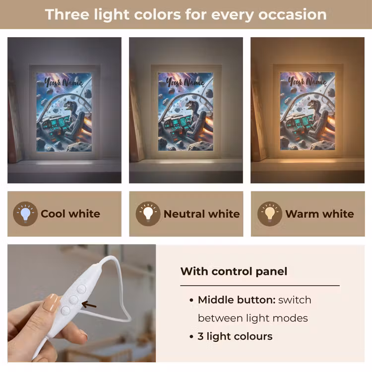 Dino - Ruimte - Jongens Light Box met kabel (Kinderlampje) klein -USP_lichtkleurEN