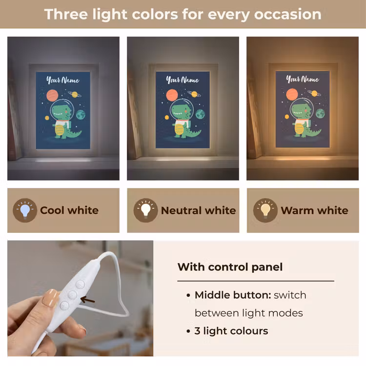 Dino - Ruimtepak - Planeten Light Box met kabel (Kinderlampje) klein -USP_lichtkleurEN