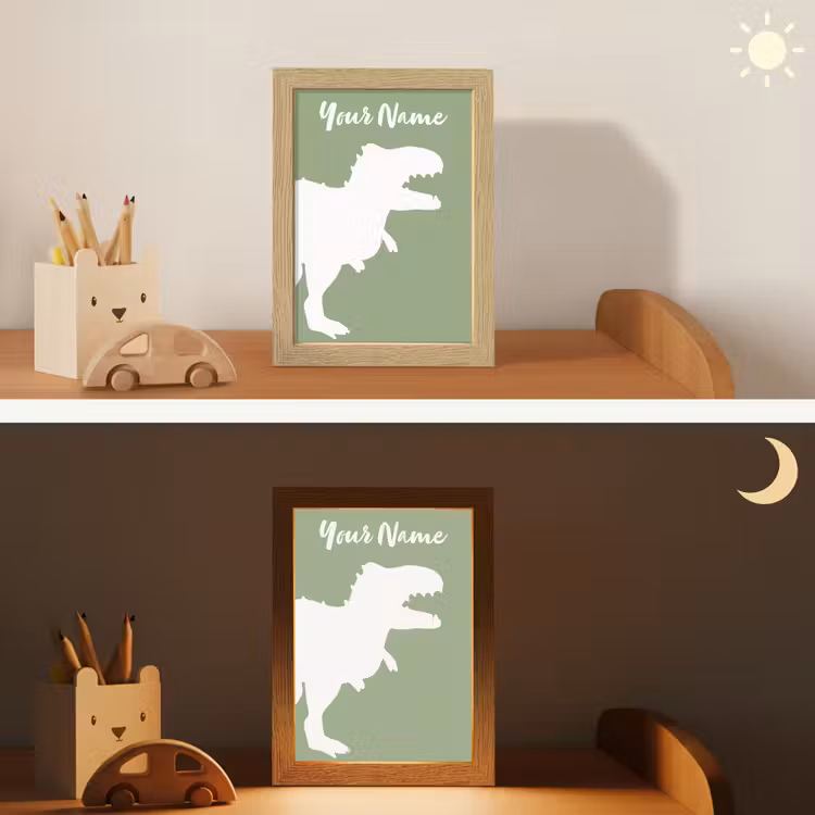 Dino - T-rex - Dinosaurus - Groen - Tyrannosaurus rex Light Box met kabel (Kinderlampje) klein -sfeer3_kind