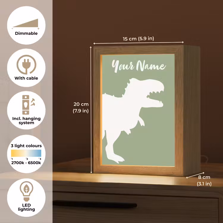 Dino - T-rex - Dinosaurus - Groen - Tyrannosaurus rex Light Box met kabel (Kinderlampje) klein -USP_EN