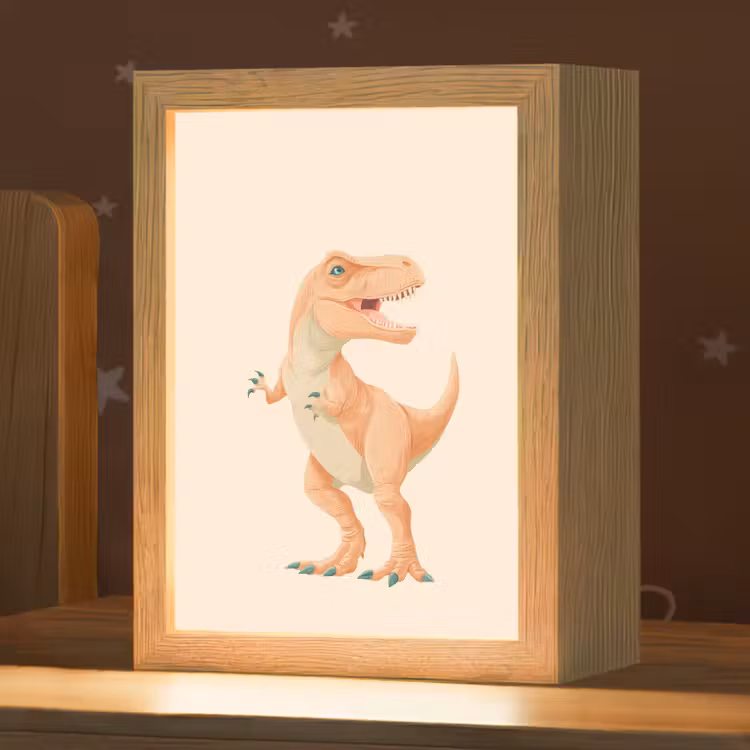 Dino - T-Rex - Oranje Light Box met kabel (Kinderlampje) klein -zzz_3d_website