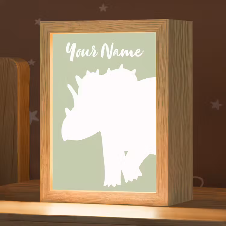Dino - Triceratops - Dinosaurus - Groen Light Box met kabel (Kinderlampje) klein -zzz_3d_website