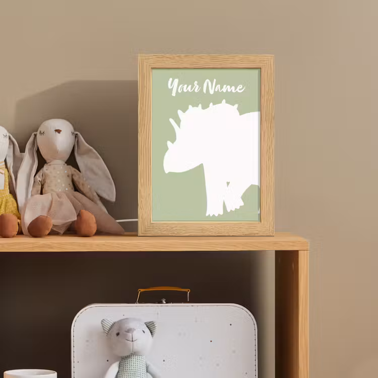 Dino - Triceratops - Dinosaurus - Groen Light Box met kabel (Kinderlampje) klein -sfeer2_kind