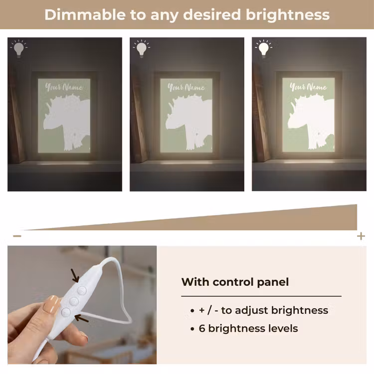 Dino - Triceratops - Dinosaurus - Groen Light Box met kabel (Kinderlampje) klein -USP_dimbaarEN