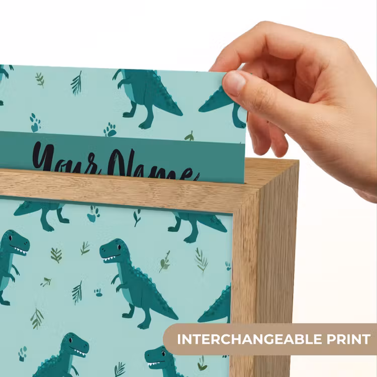 Dinosaurus - Blauw - Bladeren - Voetafdrukken Light Box met kabel (Kinderlampje) klein -USP_websiteprintEN