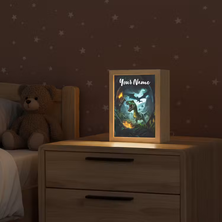 Dinosaurus - Draak - Jungle - Groen Light Box met kabel (Kinderlampje) klein -sfeer1_kind