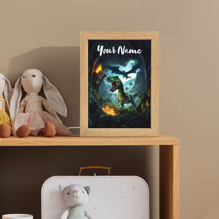 Dinosaurus - Draak - Jungle - Groen Light Box met kabel (Kinderlampje) klein -sfeer2_kind