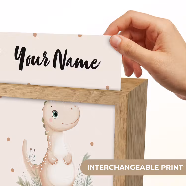 Dinosaurus - Bladeren - Pastel - Stippen Light Box met kabel (Kinderlampje) klein -USP_websiteprintEN