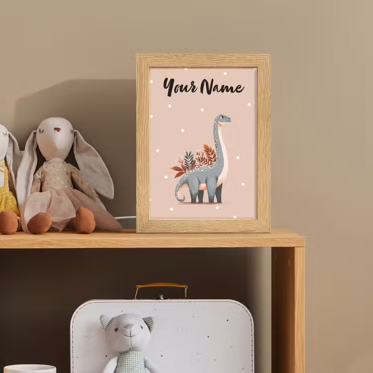 Dinosaurus - Planten - Stippen - Beige Light Box met kabel (Kinderlampje) klein -sfeer2_kind