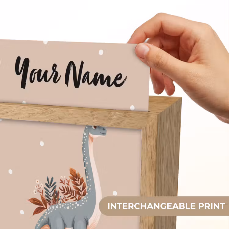 Dinosaurus - Planten - Stippen - Beige Light Box met kabel (Kinderlampje) klein -USP_websiteprintEN