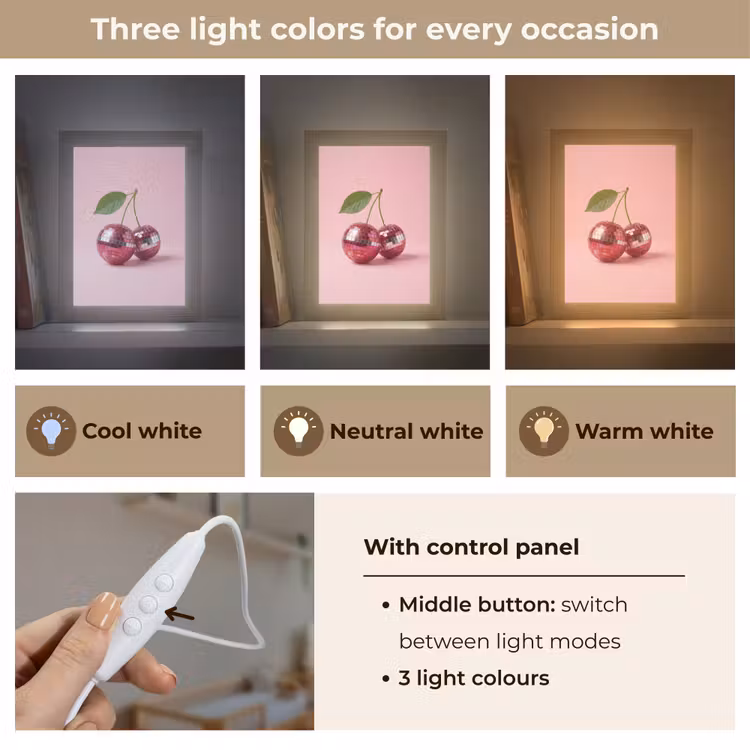 Disco - Kersen - Roze Light Box met kabel (Kinderlampje) klein -USP_lichtkleurEN
