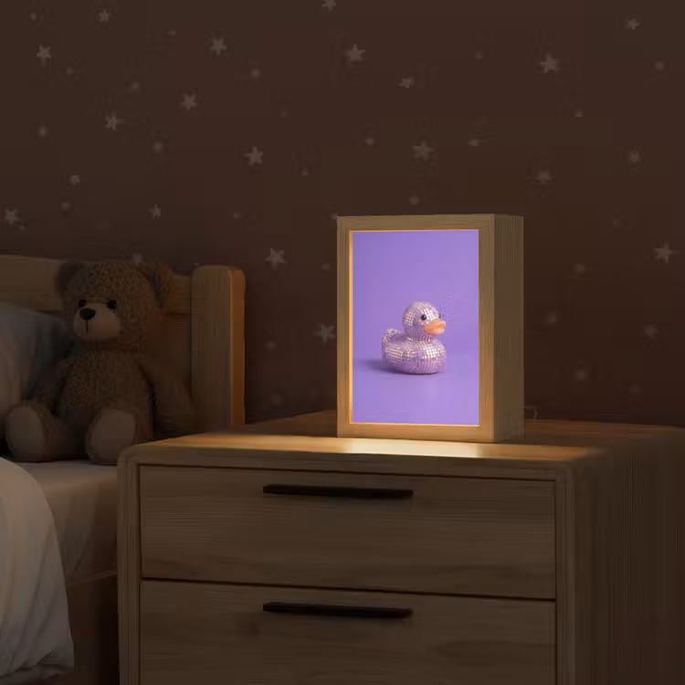 Disco - Eend - Paars Light Box met kabel (Kinderlampje) klein -sfeer1_kind