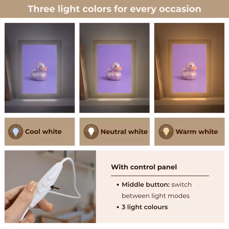 Disco - Eend - Paars Light Box met kabel (Kinderlampje) klein -USP_lichtkleurEN