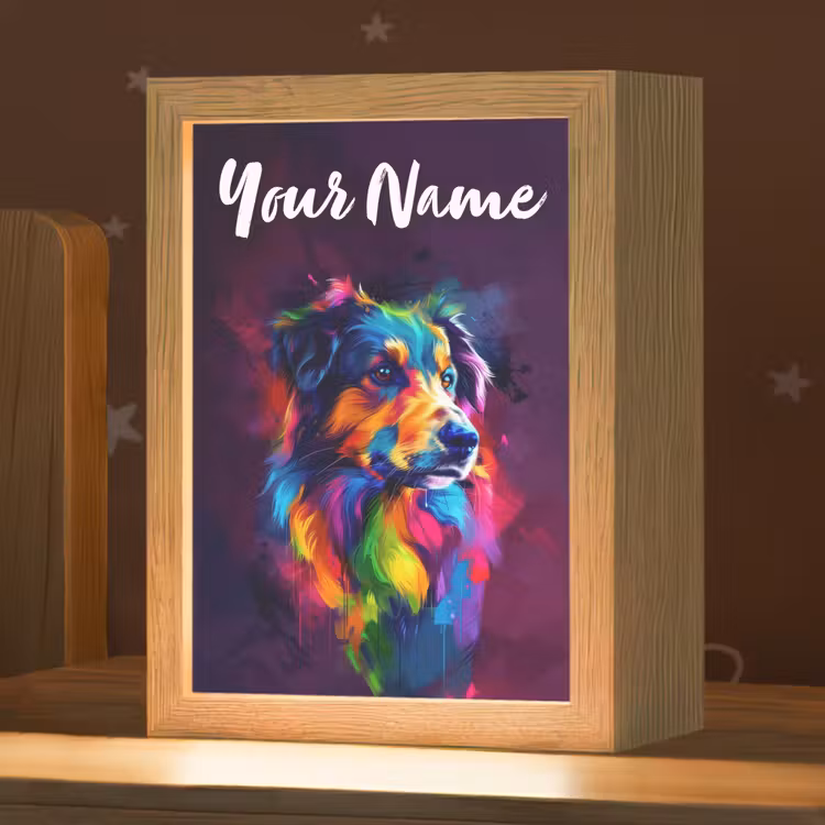 Hond - Kleurrijk - Dier - Dierenhoofd Light Box met kabel (Kinderlampje) klein -zzz_3d_website