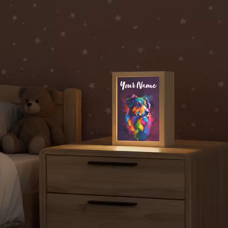 Hond - Kleurrijk - Dier - Dierenhoofd Light Box met kabel (Kinderlampje) klein -sfeer1_kind