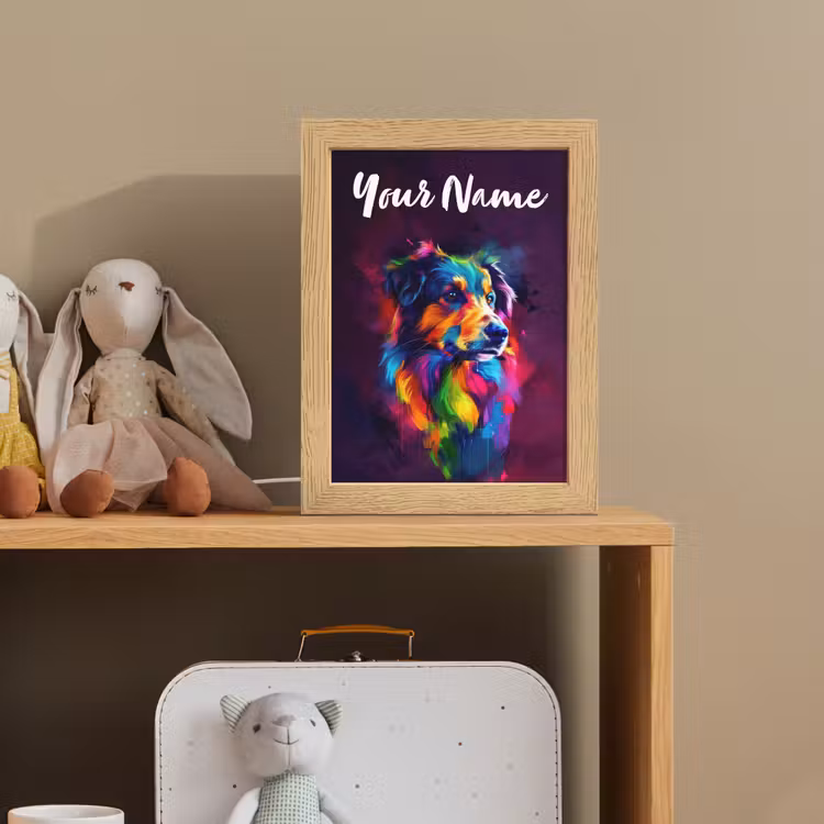 Hond - Kleurrijk - Dier - Dierenhoofd Light Box met kabel (Kinderlampje) klein -sfeer2_kind