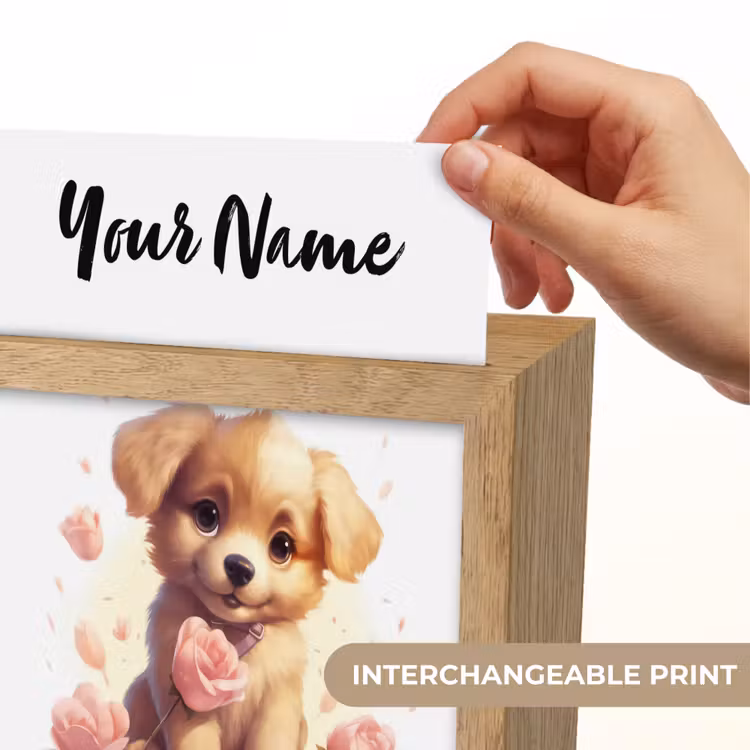 Hond - Bloemen - Roze - Meisjes - Kind Light Box met kabel (Kinderlampje) klein -USP_websiteprintEN