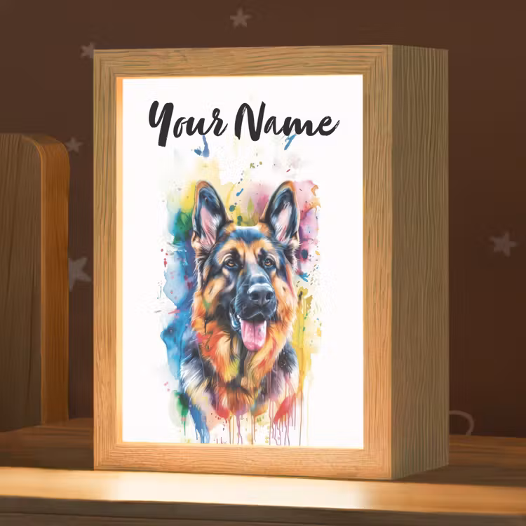 Hond - Verf - Dieren - Kleurrijk - Duitse Herder Light Box met kabel (Kinderlampje) klein -zzz_3d_website