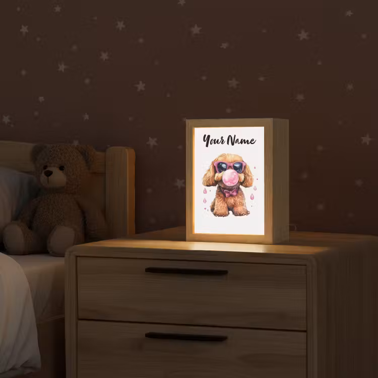 Hond - Roze - Kauwgom Light Box met kabel (Kinderlampje) klein -sfeer1_kind