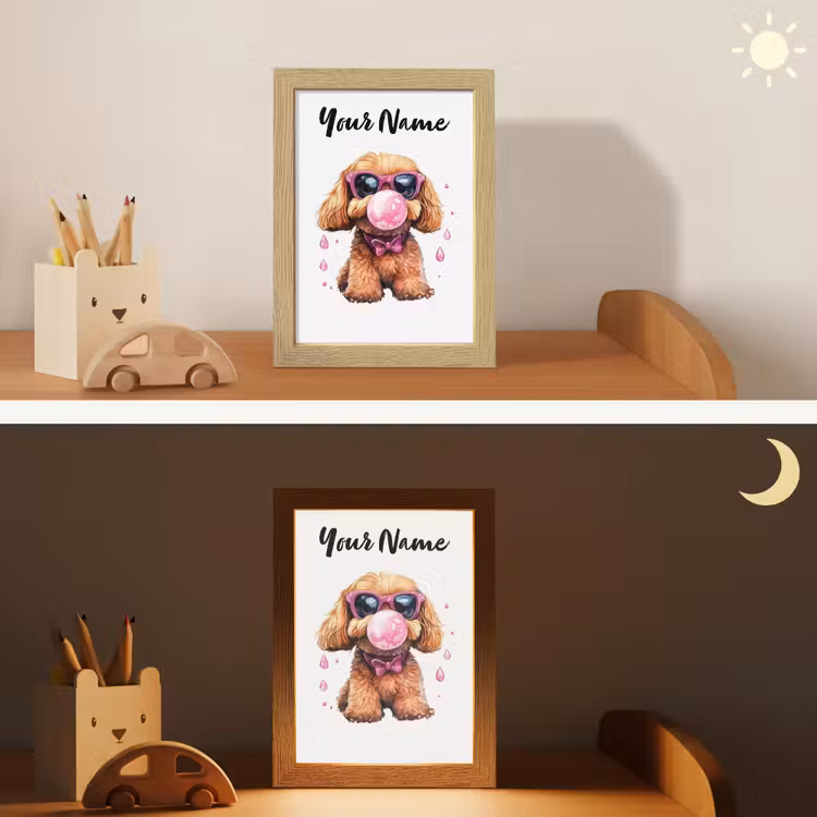 Hond - Roze - Kauwgom Light Box met kabel (Kinderlampje) klein -sfeer3_kind