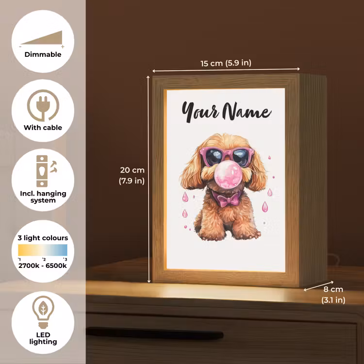 Hond - Roze - Kauwgom Light Box met kabel (Kinderlampje) klein -USP_EN