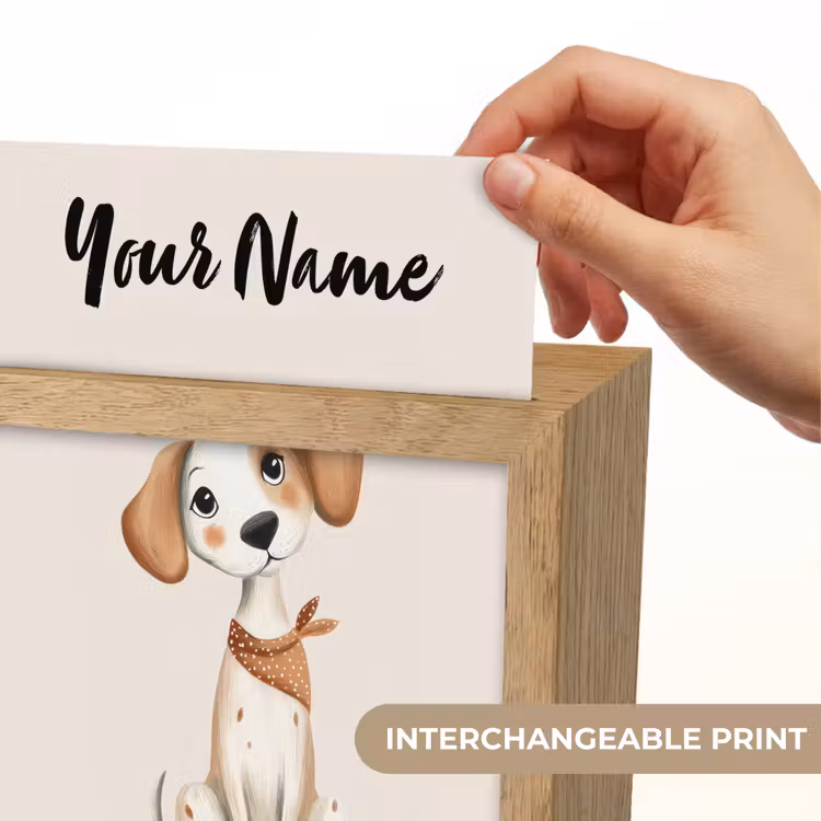 Hond - Pup - Beige Light Box met kabel (Kinderlampje) klein -USP_websiteprintEN