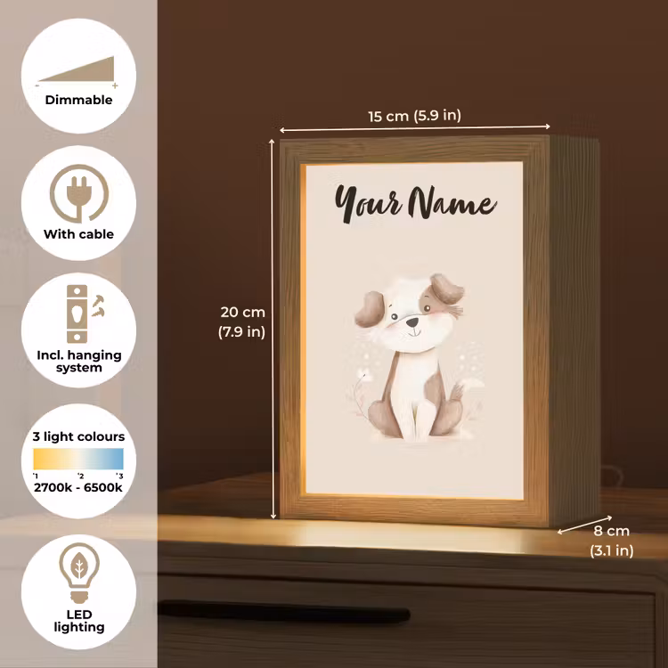 Hond - Gevlekt - Bruin Light Box met kabel (Kinderlampje) klein -USP_EN