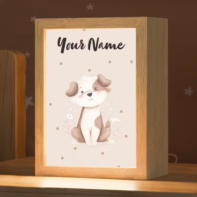 Hond - Gevlekt - Bruin - Stippen Light Box met kabel (Kinderlampje) klein -zzz_3d_website