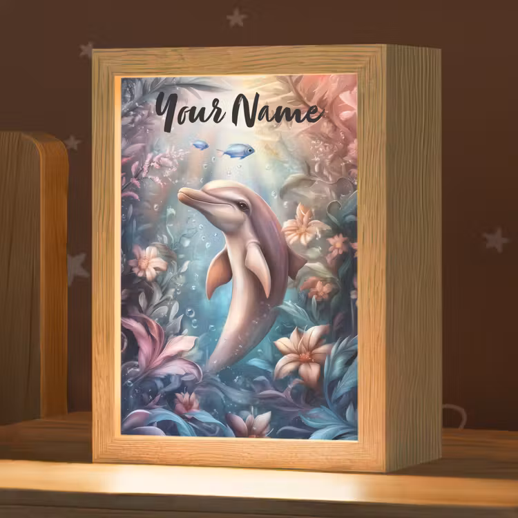 Dolfijn - Vissen - Onderwaterwereld - Bloemen Light Box met kabel (Kinderlampje) klein -zzz_3d_website