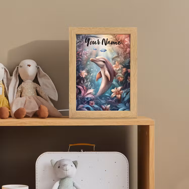 Dolfijn - Vissen - Onderwaterwereld - Bloemen Light Box met kabel (Kinderlampje) klein -sfeer2_kind