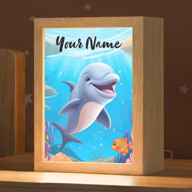 Dolfijn - Zeedieren - Onderwater - Kinderen - Meisjes Light Box met kabel (Kinderlampje) klein -zzz_3d_website