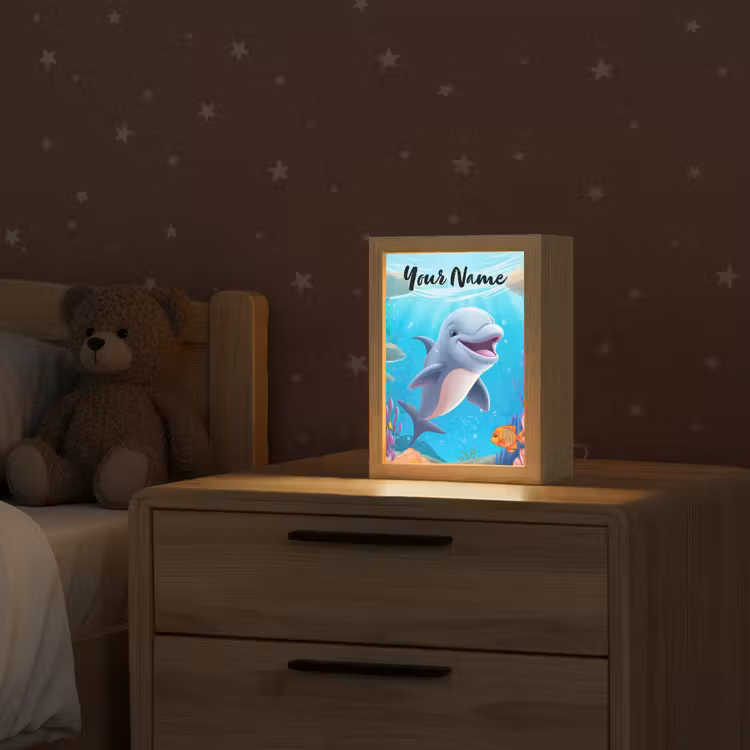 Dolfijn - Zeedieren - Onderwater - Kinderen - Meisjes Light Box met kabel (Kinderlampje) klein -sfeer1_kind