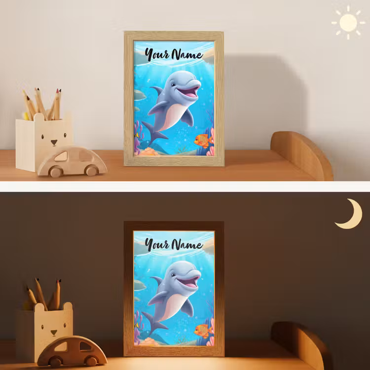 Dolfijn - Zeedieren - Onderwater - Kinderen - Meisjes Light Box met kabel (Kinderlampje) klein -sfeer3_kind