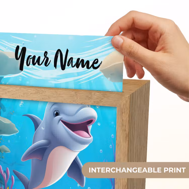 Dolfijn - Zeedieren - Onderwater - Kinderen - Meisjes Light Box met kabel (Kinderlampje) klein -USP_websiteprintEN