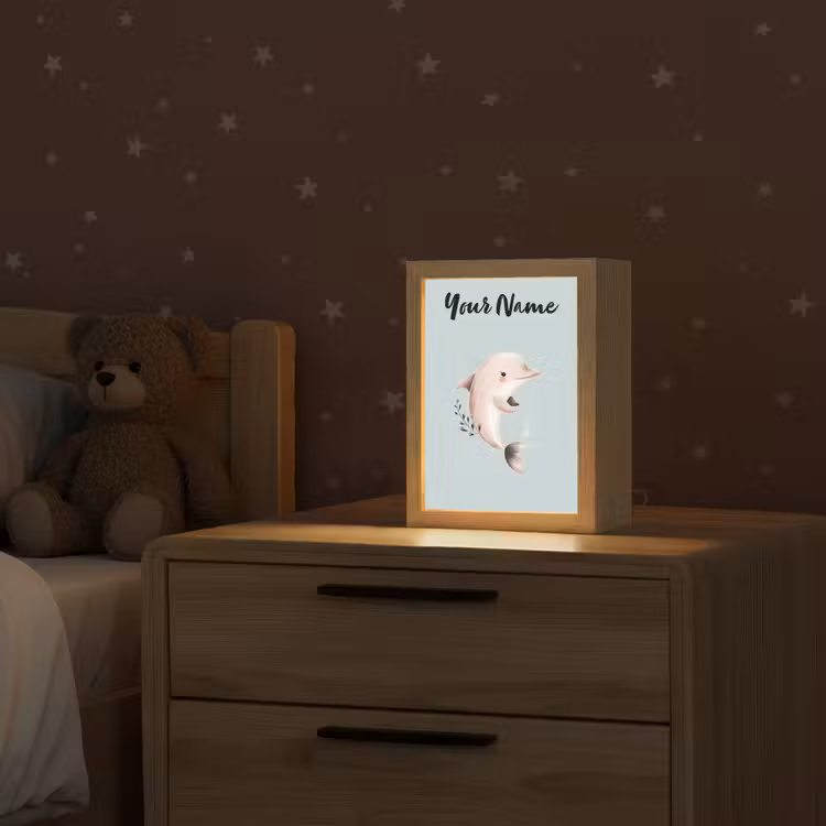 Dolfijn - Zeewier - Grijs Light Box met kabel (Kinderlampje) klein -sfeer1_kind