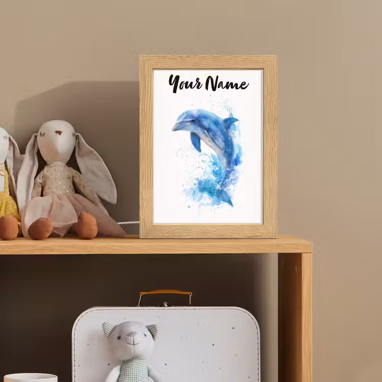 Dolfijn - Water - Blauw Light Box met kabel (Kinderlampje) klein -sfeer2_kind