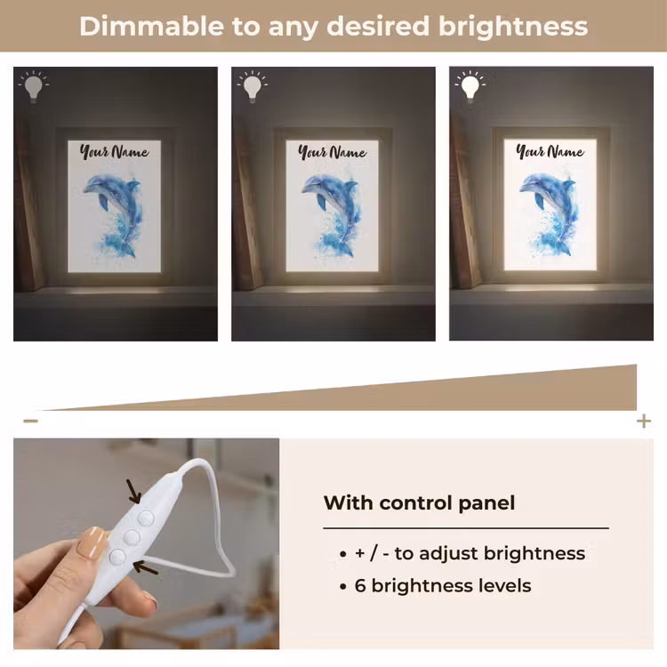 Dolfijn - Water - Blauw Light Box met kabel (Kinderlampje) klein -USP_dimbaarEN