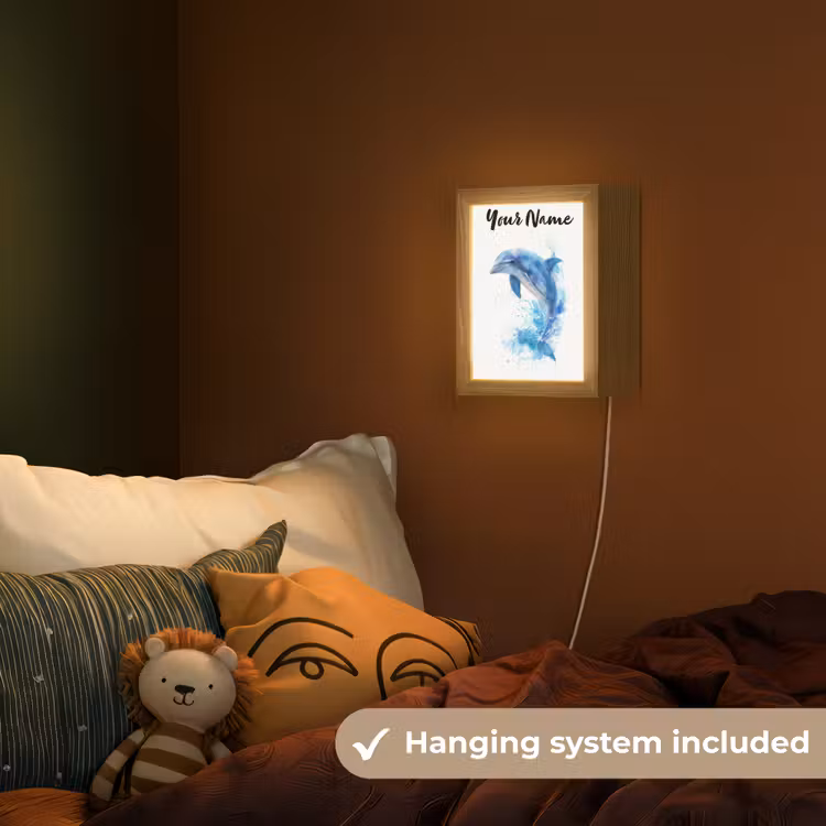 Dolfijn - Water - Blauw Light Box met kabel (Kinderlampje) klein -sfeer5_kind_EN