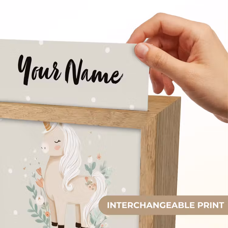 Stippen - Eenhoorn - Minimalistisch - Bloemen Light Box met kabel (Kinderlampje) klein -USP_websiteprintEN