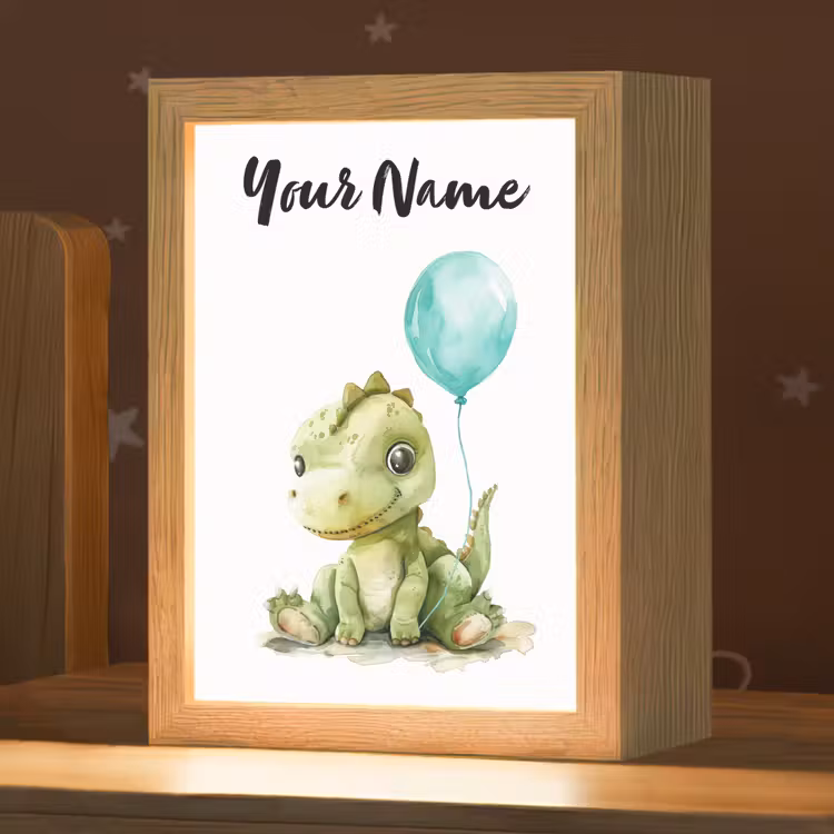 Draak - Baby dier - Blauwe ballon Light Box met kabel (Kinderlampje) klein -zzz_3d_website