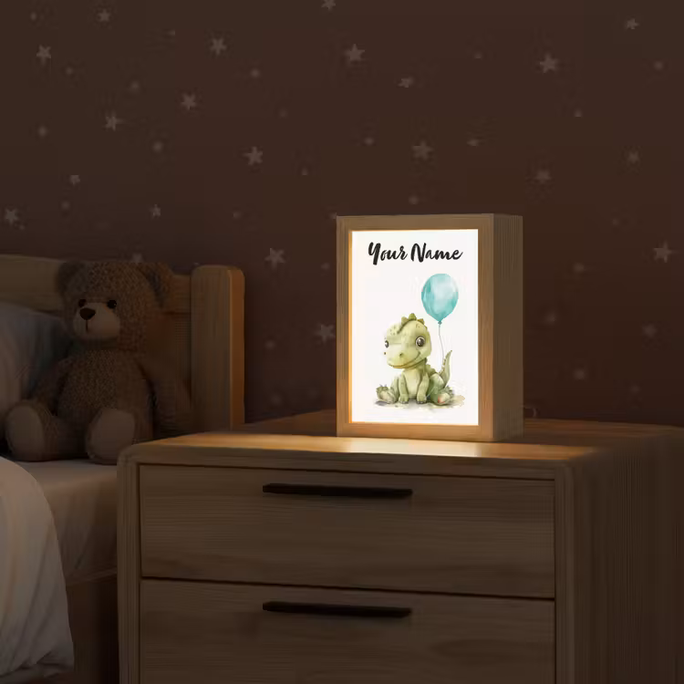 Draak - Baby dier - Blauwe ballon Light Box met kabel (Kinderlampje) klein -sfeer1_kind