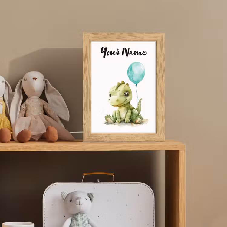 Draak - Baby dier - Blauwe ballon Light Box met kabel (Kinderlampje) klein -sfeer2_kind
