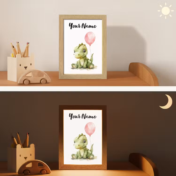 Draak - Baby dier - Roze ballon Light Box met kabel (Kinderlampje) klein -sfeer3_kind